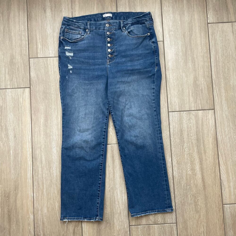 Good American Always Fits Good Legs Straight Jeans Light Blue 14-18 Plus I512